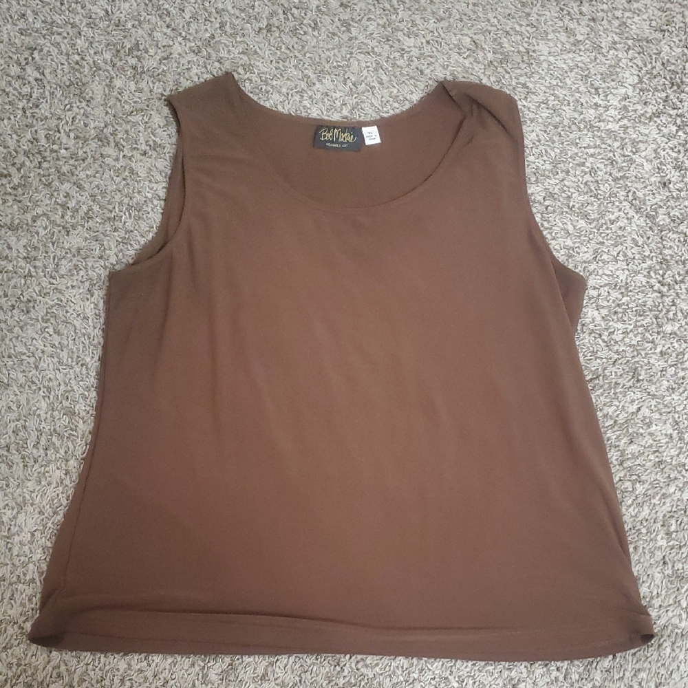 Bob Mackie Wearable Art Sleeveless Brown Top XL